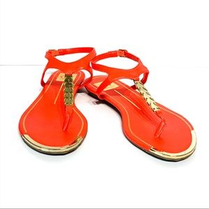 DOLCE VITA Orange and Gold Ankle Strap Sandal 7.5